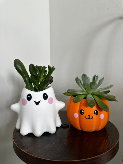 Cute Ghost and Pumpkin Planter.