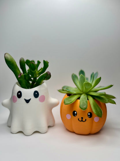 Cute Ghost and Pumpkin Planter.