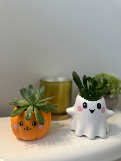 Cute Ghost and Pumpkin Planter.